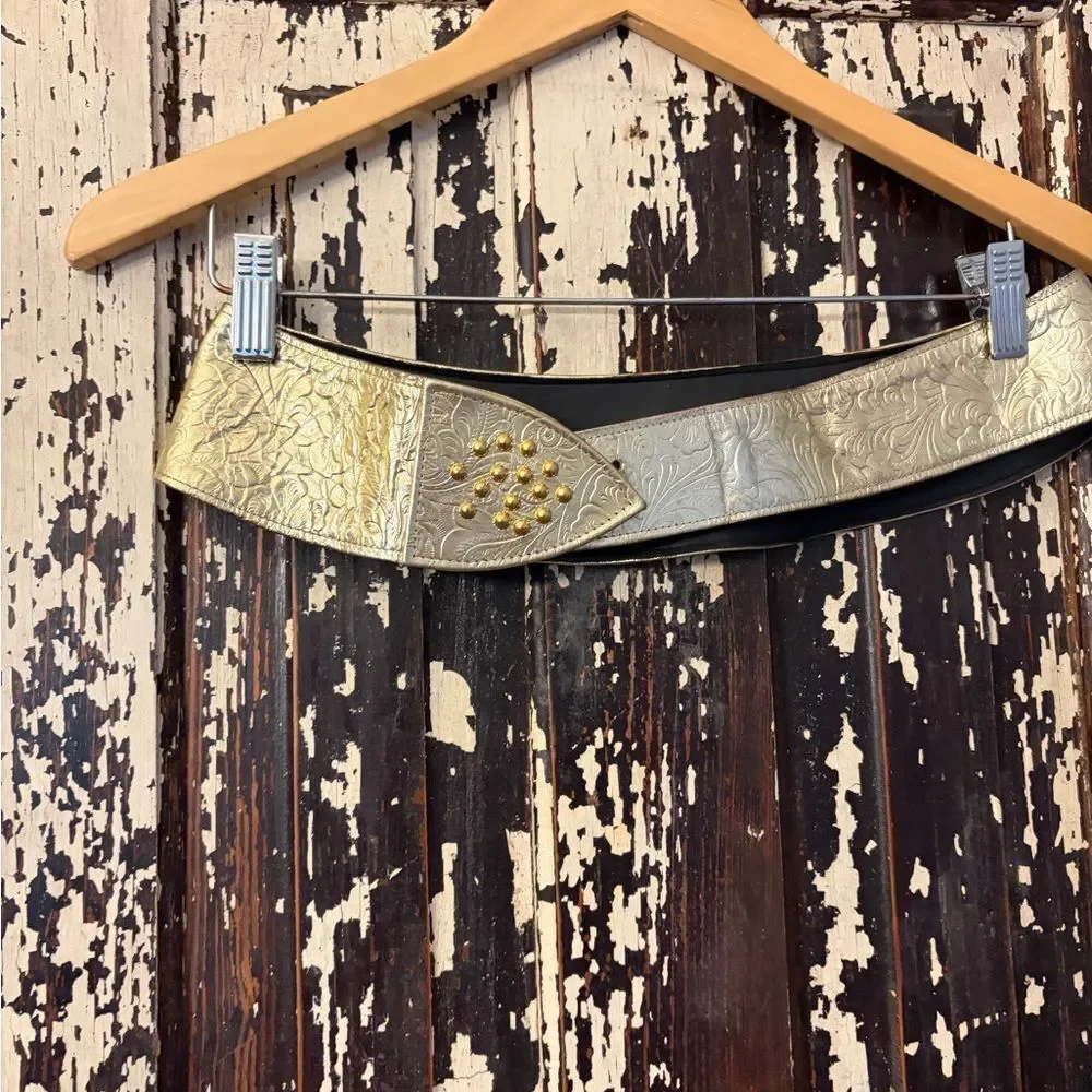 Sharon Burch Gold Embossed Women's statement Belt